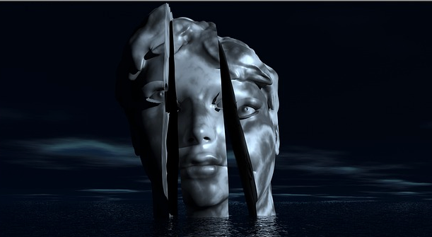 shattered face statue